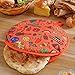 DOKKIA Tortilla Warmer Taco 12 Inch Insulated Cloth Pouch - Microwavable Use Fabric Bag Servers Holder to Keep Flour Burrito Warm (12 Inch, Sunburst Chilli Skull Fajita Roti Burrito)