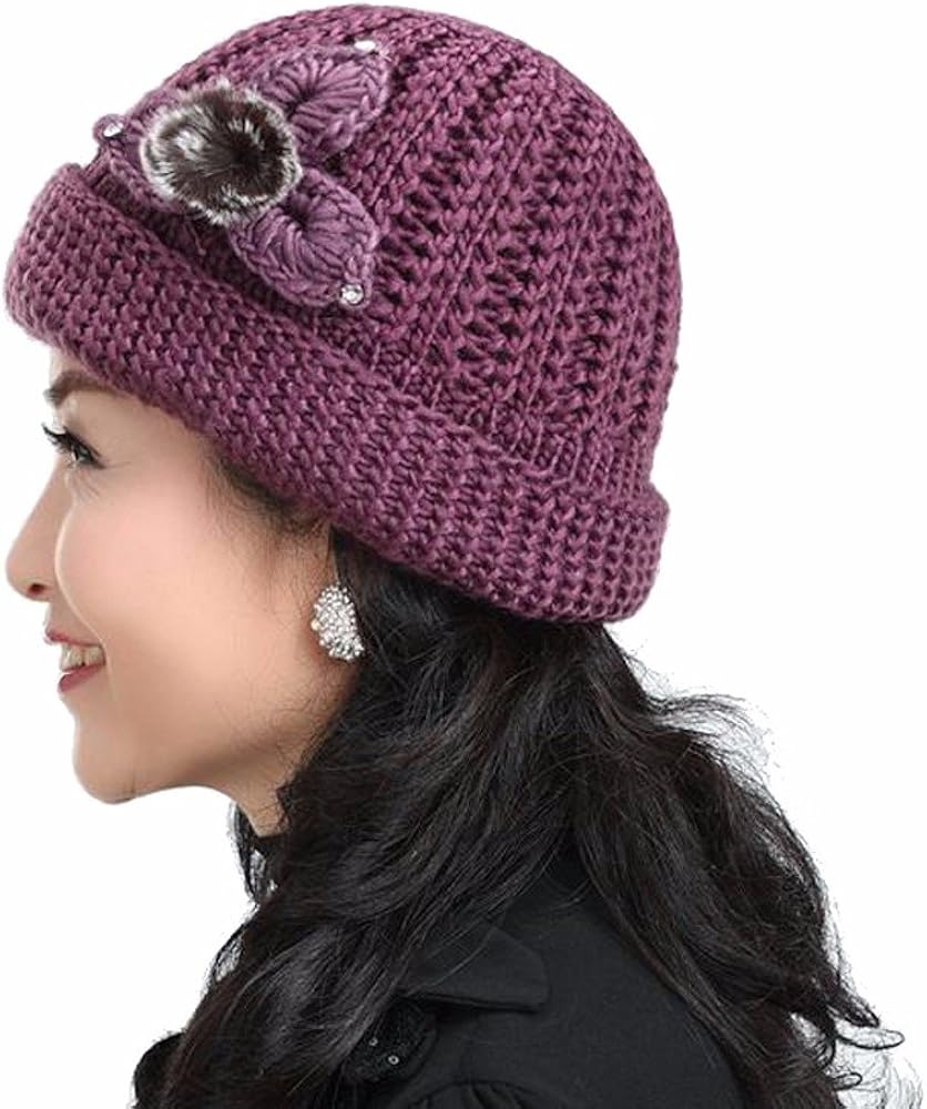 Warm hat for the elderly, elderly lady in winter wool hat, MOM added