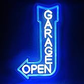 Garage Open Arrow Neon Sign,Car Signs neon Light for Man Cave Auto Repair Shop Workshop Birthday Father Gift Decor (blue+left)