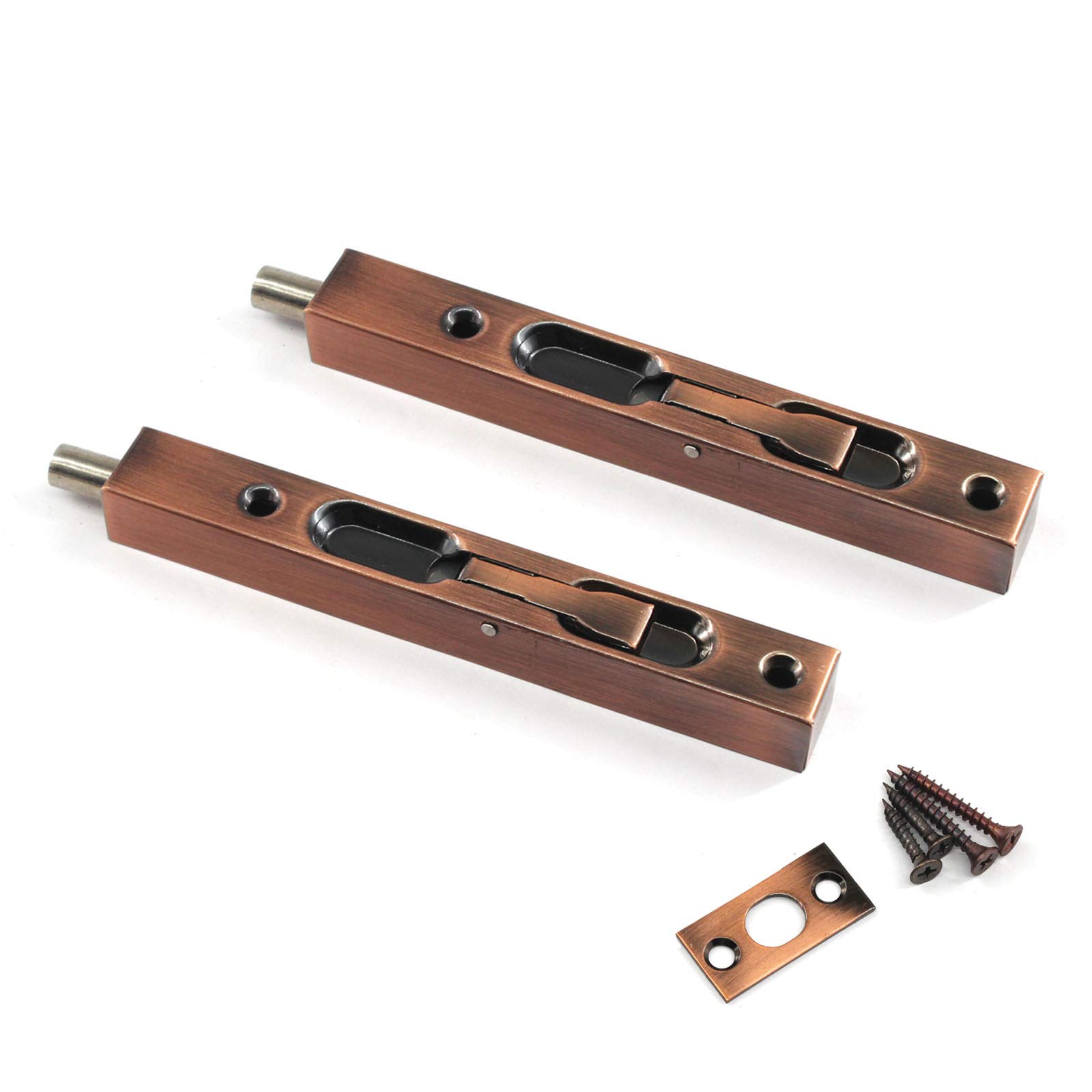 6 Inch Stainless Steel Slide Door Latch Bolt Red Bronze Flush Bolt with Screws for Bedroom,Cupboard