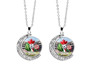 2 Pcs 2026 World Cup Theme Necklace, Zinc Alloy Rotatable Pendant with US Canada Mexico Flag & Trophy Design, Soccer Fan Souv