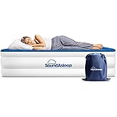 SoundAsleep Dream Series Raised Twin Air Mattress, Built-in Pump, Blue | ComfortCoil Technology, fast 1-click inflation, waterproof flocked top and SureGrip bottom create a stable guest bed for one