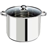 Ecolution Stainless Steel Stock Pot, Encapsulated Induction Ready Cooking Pot with Glass Lid, Oven Safe, Dishwasher Safe Soup Pot, 8-Quart