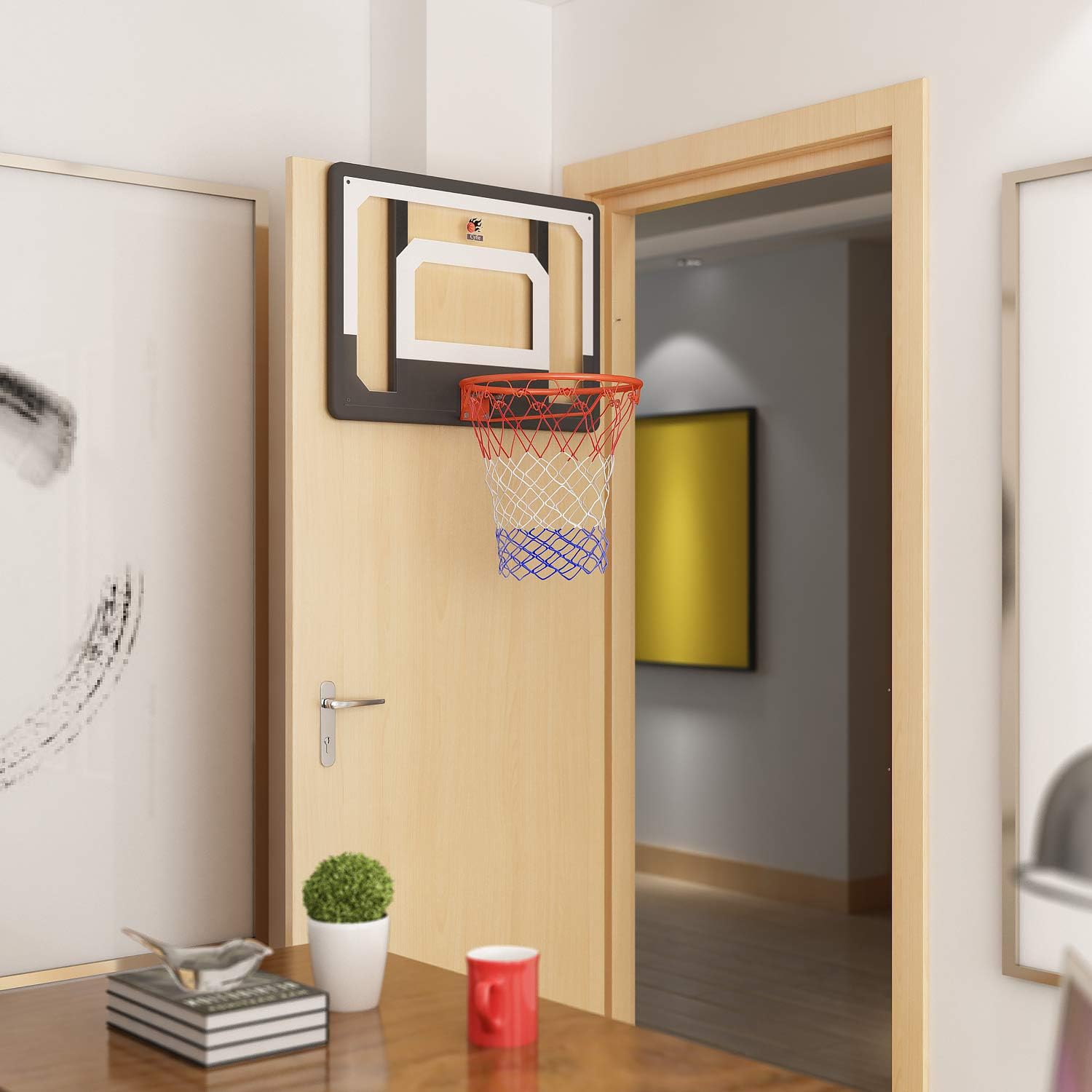 Cyfie Over-The-Door Basketball Hoop Backboard, 32" x 23" Basketball Hoops for Home/Office, Basketball Goals for Kids Adults: Toys & Games