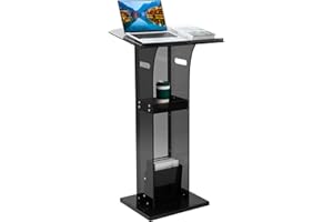 HODLBIT Acrylic Podium Stand, Pulpits for Churches, 47.5inch Modern Lecterns & Podiums with Storage Shelf for Classroom, Weddings, Conference, Concert, Professional Presentation Podiums