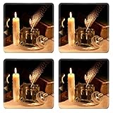 MSD Square Coasters Non-Slip Natural Rubber Desk