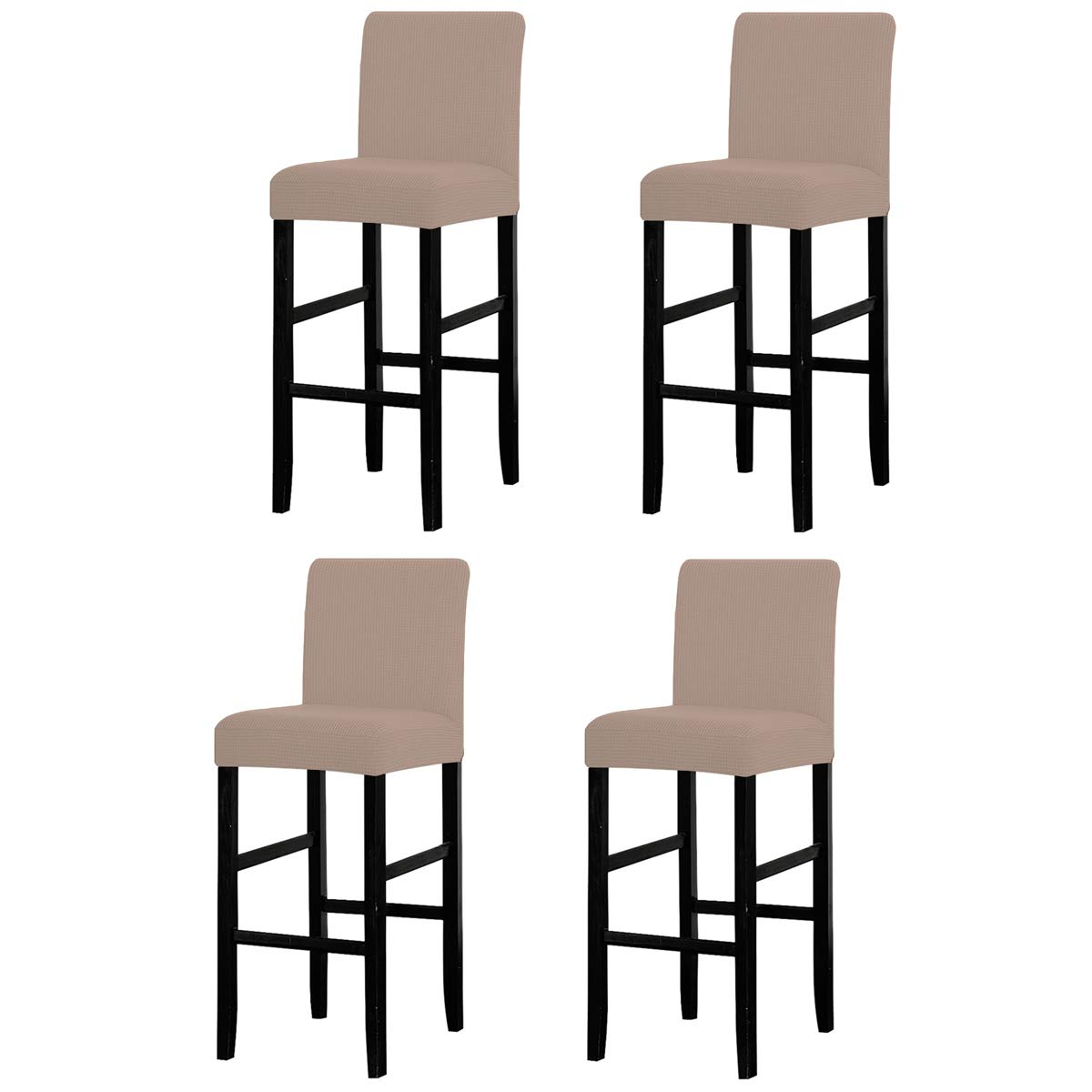 LANSHENG Bar Chair Stool Covers, Stretch Removable Washable Chair Slipcover for Short Swivel Dinning Chair Back Chair Bar Stool Chair (Sand,4 Pcs)