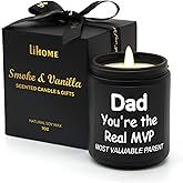 Lihome Gifts for Dad from Daughter Son - Funny Fathers Day & Birthday &Thanksgiving & Christmas Gifts, Smoke d Vanilla Scented Candle (7OZ)