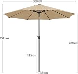 Yaheetech Garden Parasol Umbrella 3M Patio Table Umbrella Tan view 2