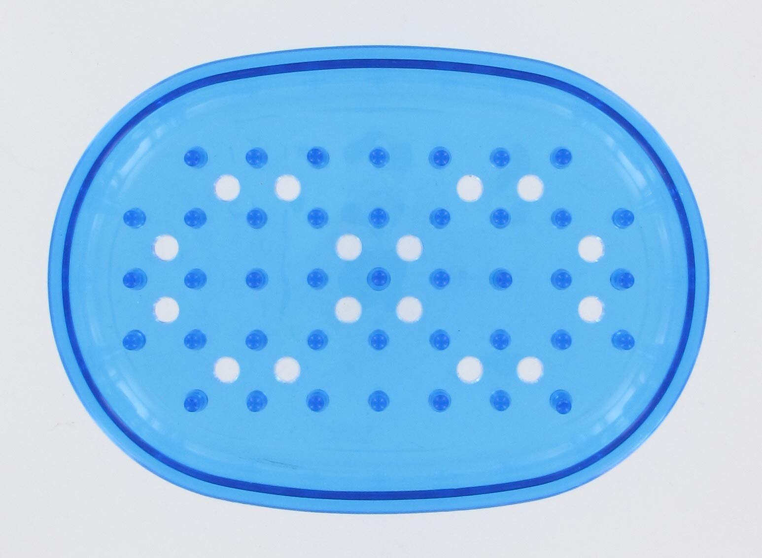 Fackelmann 521471 Plastic Soap Dish, Shower Soap Dish, Kitchen Soap Holder, Plastic, White, Transparent, Blue, Grey, 12.7 x 9 cm