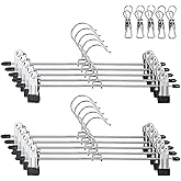 Qualsen Pants Hangers, 10 Pack Space Saving Adjustable Skirt Hangers with Clips for Skirts Pants, Non-Slip Clips Metal Hanger