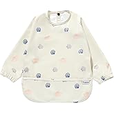 Yiupea Baby Weaning Bib With Long Sleeves - Machine Washable & Waterproof Mess Proof Bibs 6-24 Months for Led Weaning, Covera