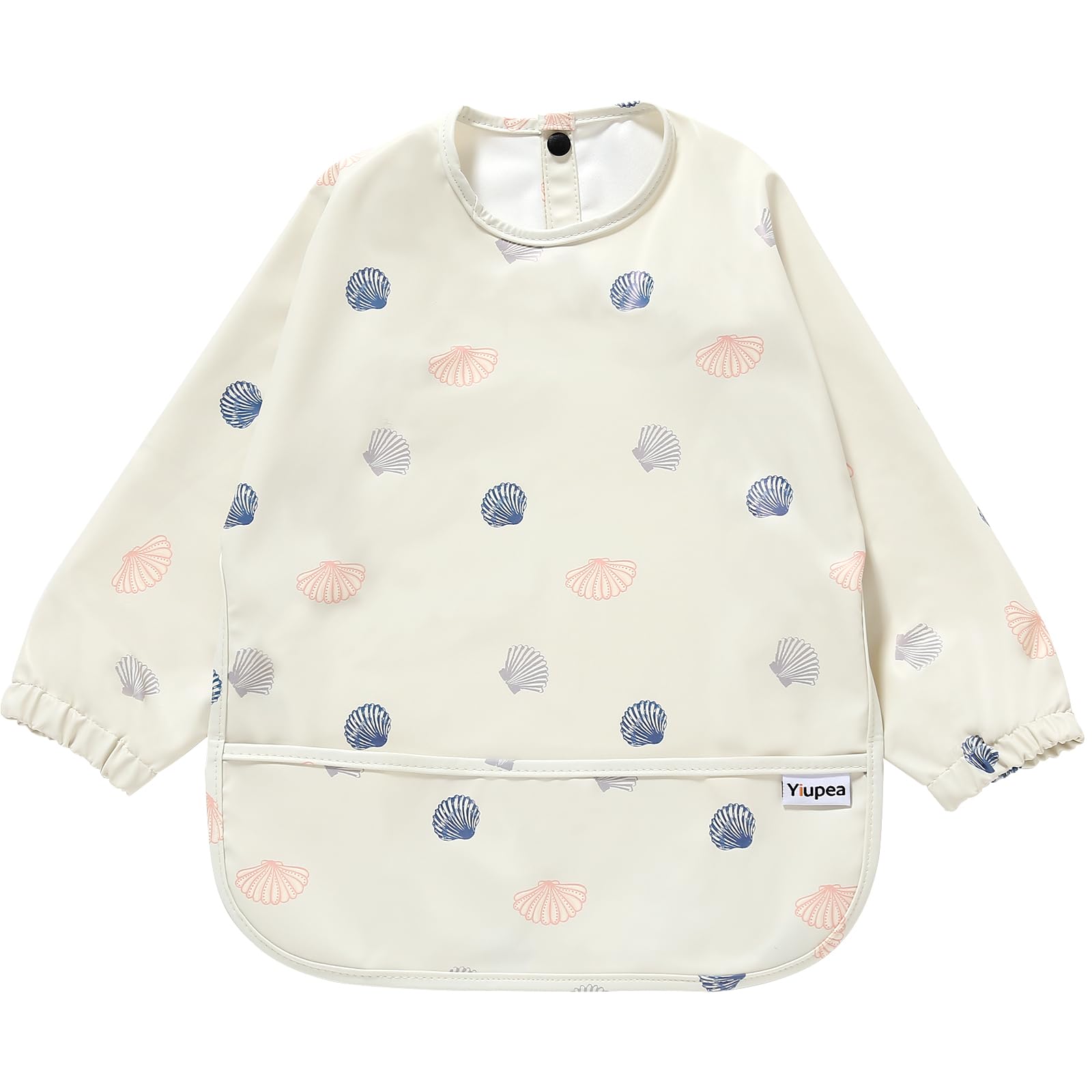 Yiupea Baby Weaning Bib Mess Proof with Long Sleeves - Machine Washable & Waterproof Bibs 6-24 Months for Baby Led Weaning, Coverall Bibs for Feeding-Khaki