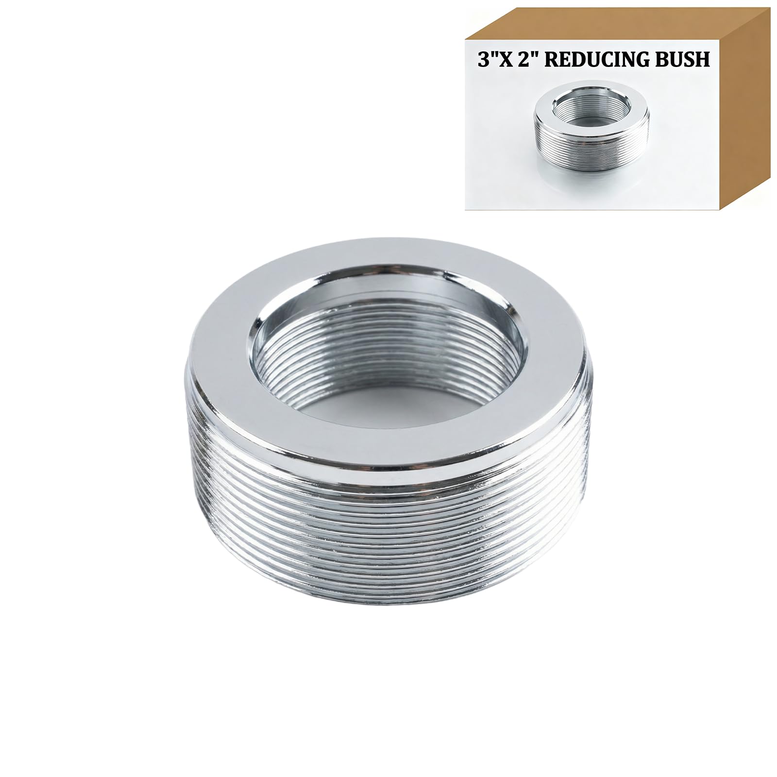 Photo 1 of 1-Pack 3" to 2" Trade Size Steel Reducing Bushing for Rigid & IMC Conduit, Heavy-Duty Alloy Steel Threaded Reducer with Rolled Edge Corrosion Resistant Fitting for Industrial Electrical Systems