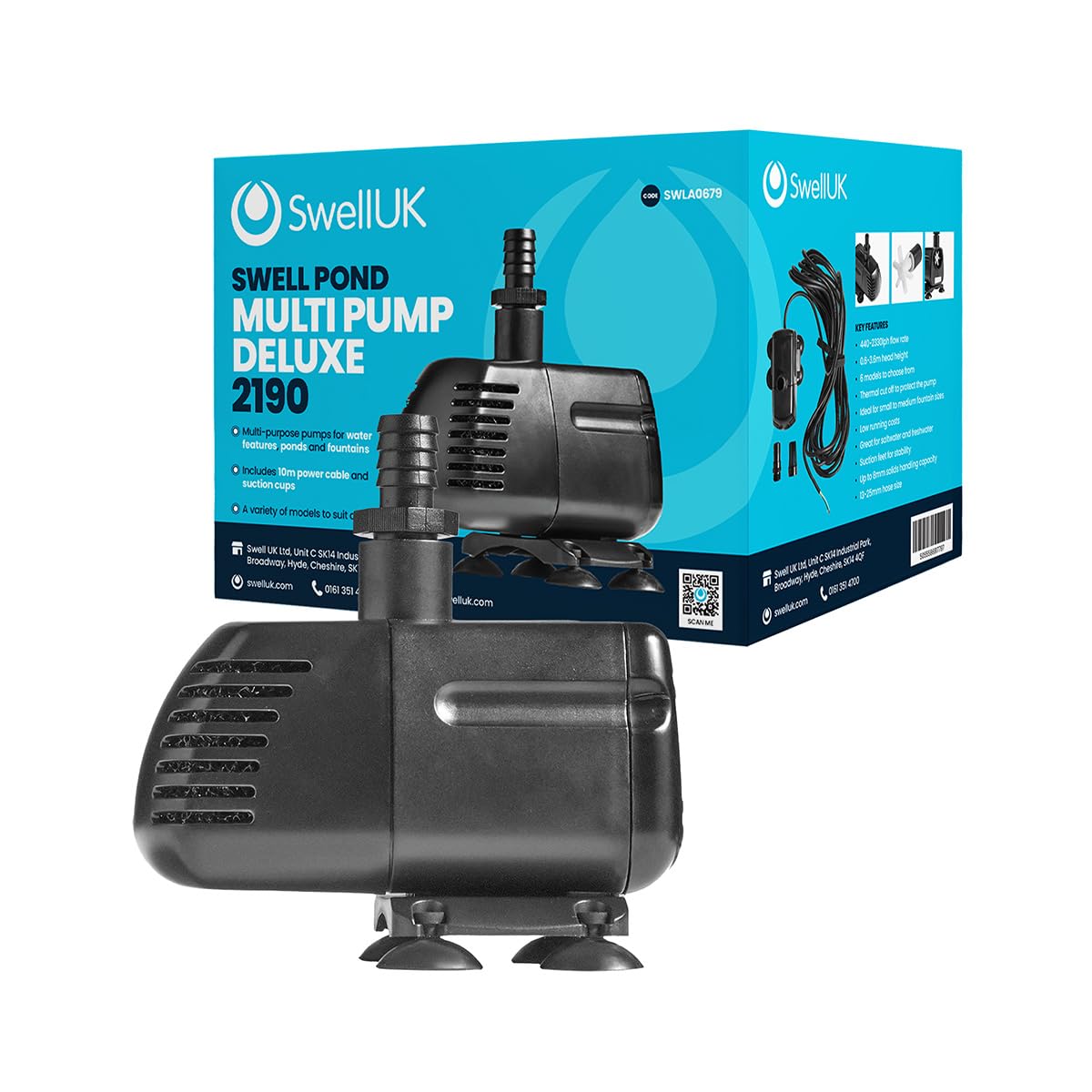 Swell Multi Pump Deluxe 2190 LPH | Water Features, Ponds and Fountains | 10m Power Cable | Energy-Efficient | 3 Year Guarantee