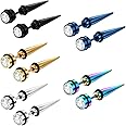 Aroncent 12PCS Stainless Steel Fake Tapers Mens Earrings Illusion Tunnel Cheater Piercing Jewelry Set for Men Women