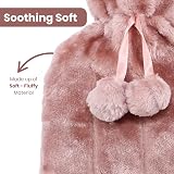 VIROSA Luxury 2 Litre Hot Water Bottle with Faux Fur Cover Plum view 3