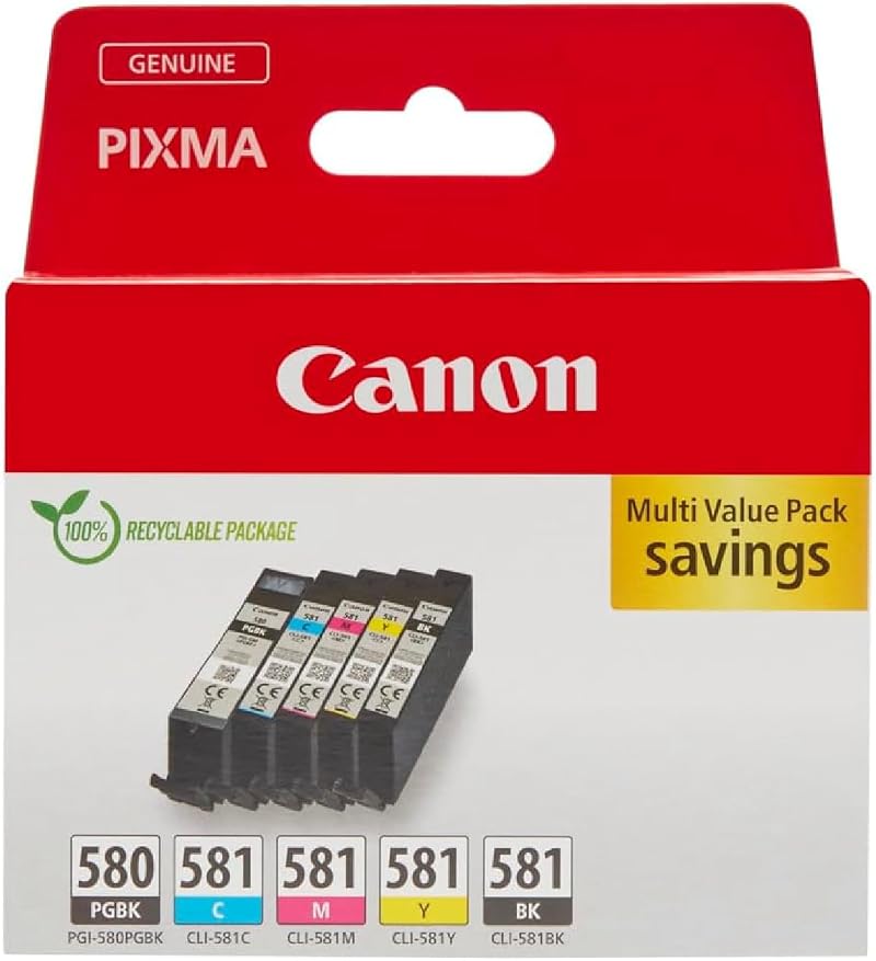 Canon Ink Multipack PGI-580 CLI-581 Genuine Cartridges 5 Pack