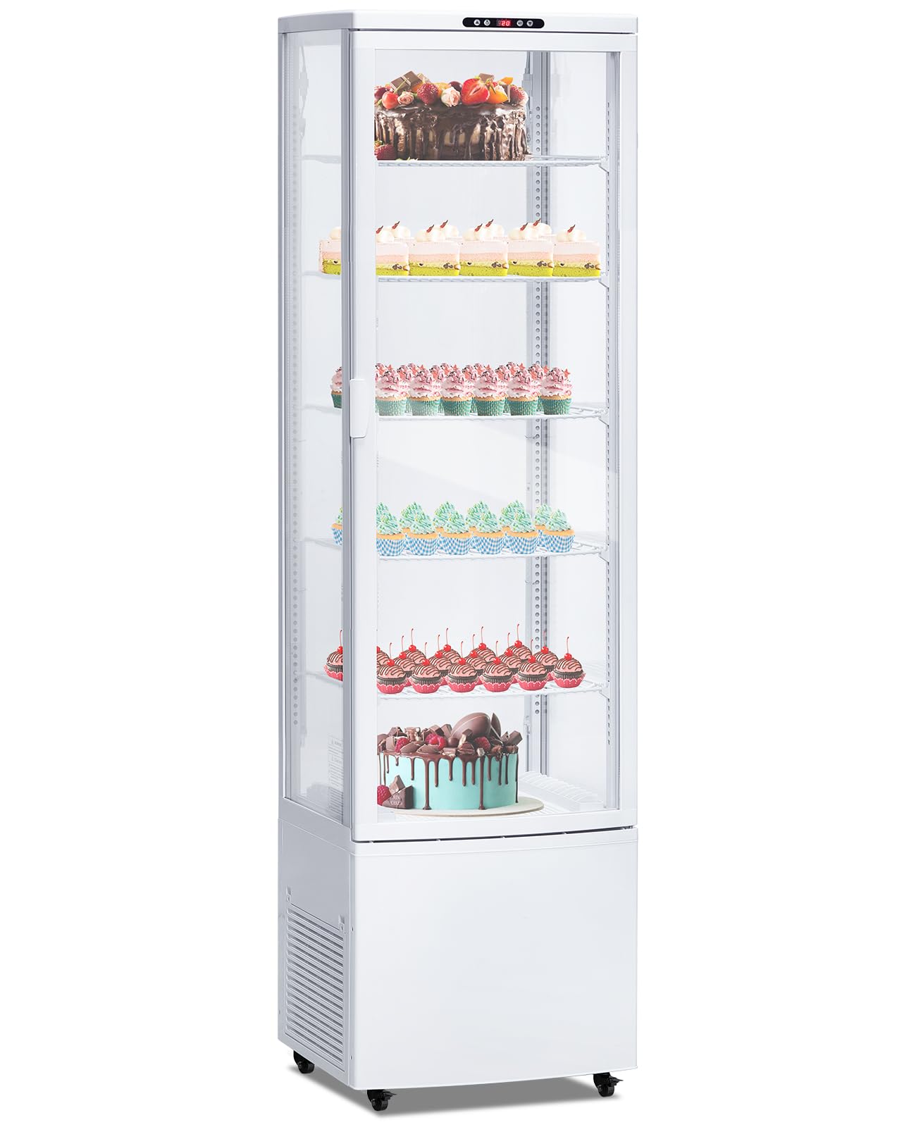 Photo 1 of 10.9 Cu.ft Commercial Display Refrigerator Case, 5-Tier Countertop Pastry Display Case, Adjustable Shelves, LED Lighting, Double-Layered Glass, Auto Defrost, for Bakery, Pastry, Restaurant, Cafe