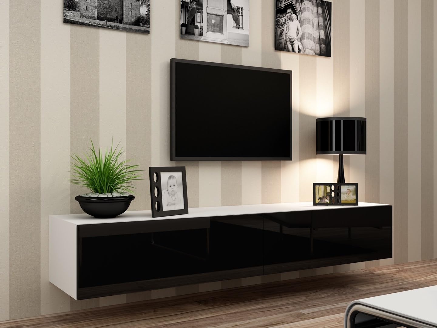 Cama TV Stand VIGO '180' 30/180/40 White/Black Gloss