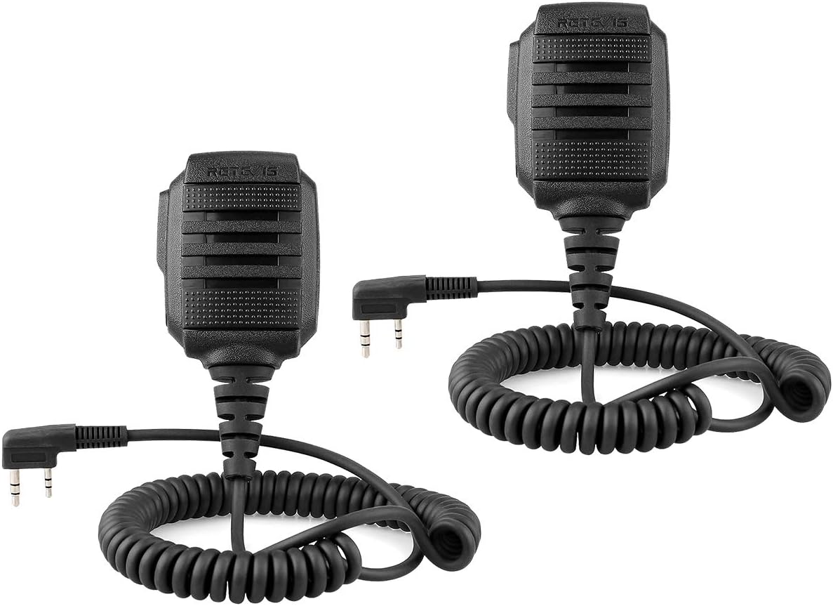 Retevis RS114 Walkie Talkie Speaker Microphone, IP54 Waterproof 2 Pin Handheld Mic