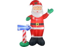 Fanshunlite 8ft Christmas Inflatable Santa Claus with Santa's Workshop Sign Yard Decorations, LED Lights Blow Up Inflatables for Xmas Indoor Outdoor Home Garden Family Prop Lawn Decoration