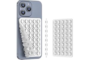 CMZZ Double Sided Silicone Suction Phone Holder Mount, Silicon Accessory for iPhone and Android, Hands-Free Mirror Shower Phone Holder, TikTok Videos and Selfies (White)