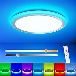 BLNAN RGB Led Flush Mount Ceiling Light with Remote