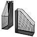 Wire Mesh Wall Mounted or Freestanding Document Rack, Magazine and File Holder, Set of 2, Black