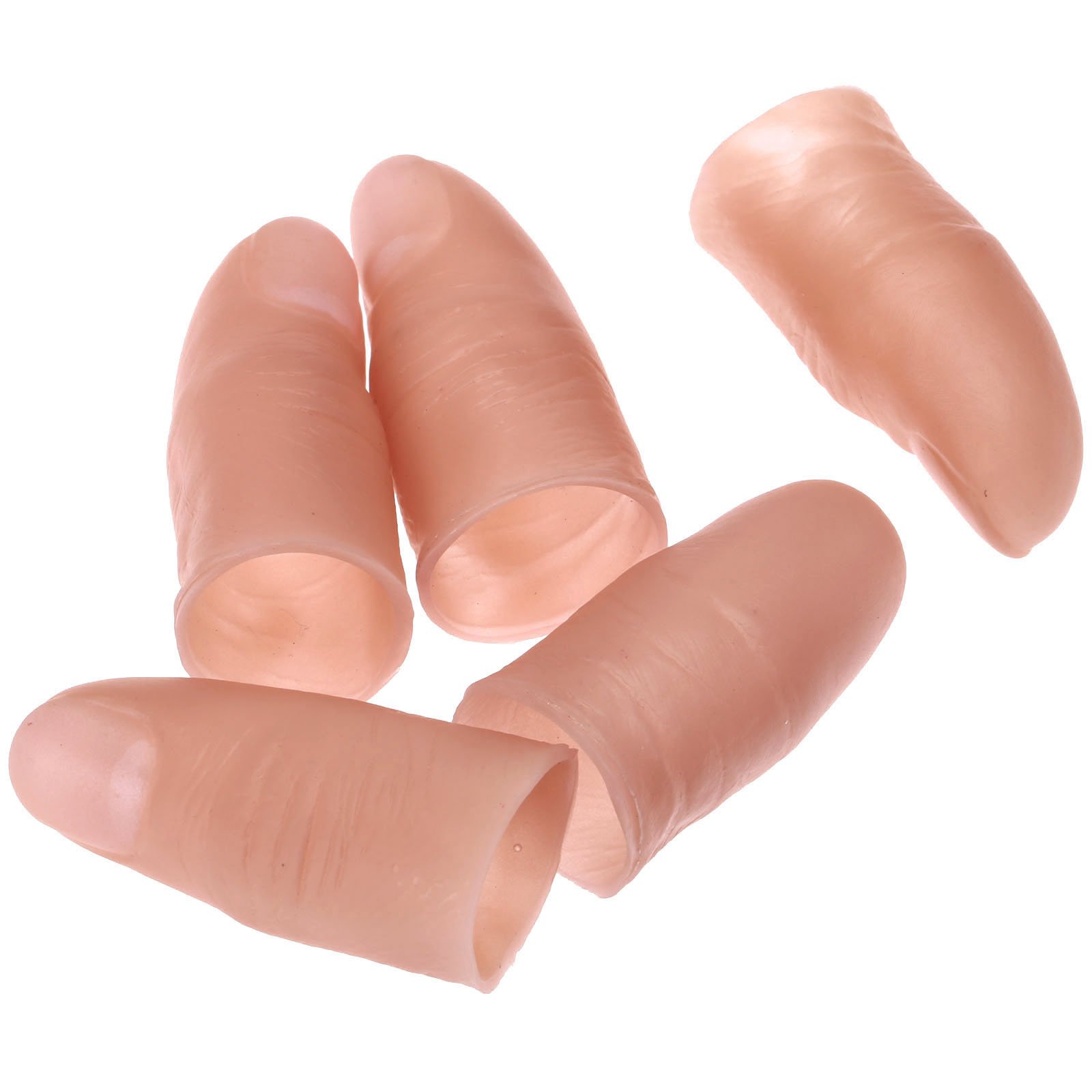Dophee 5PCS Fake Soft Thumb Tip Finger Magic Trick Thumb Close Up Magic Appear Vanish for Bar Stage Show Prop Prank Toy Magicians Novelty Accessories