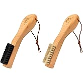 Atzi Hats Laundry Stain Remover Clothes Brush Set of 2 Natural Soft Boar Bristle White & Black for Scrubbing Out Tough Stains on Delicate Fabrics, Knits, Cotton, Linens, Small Brush