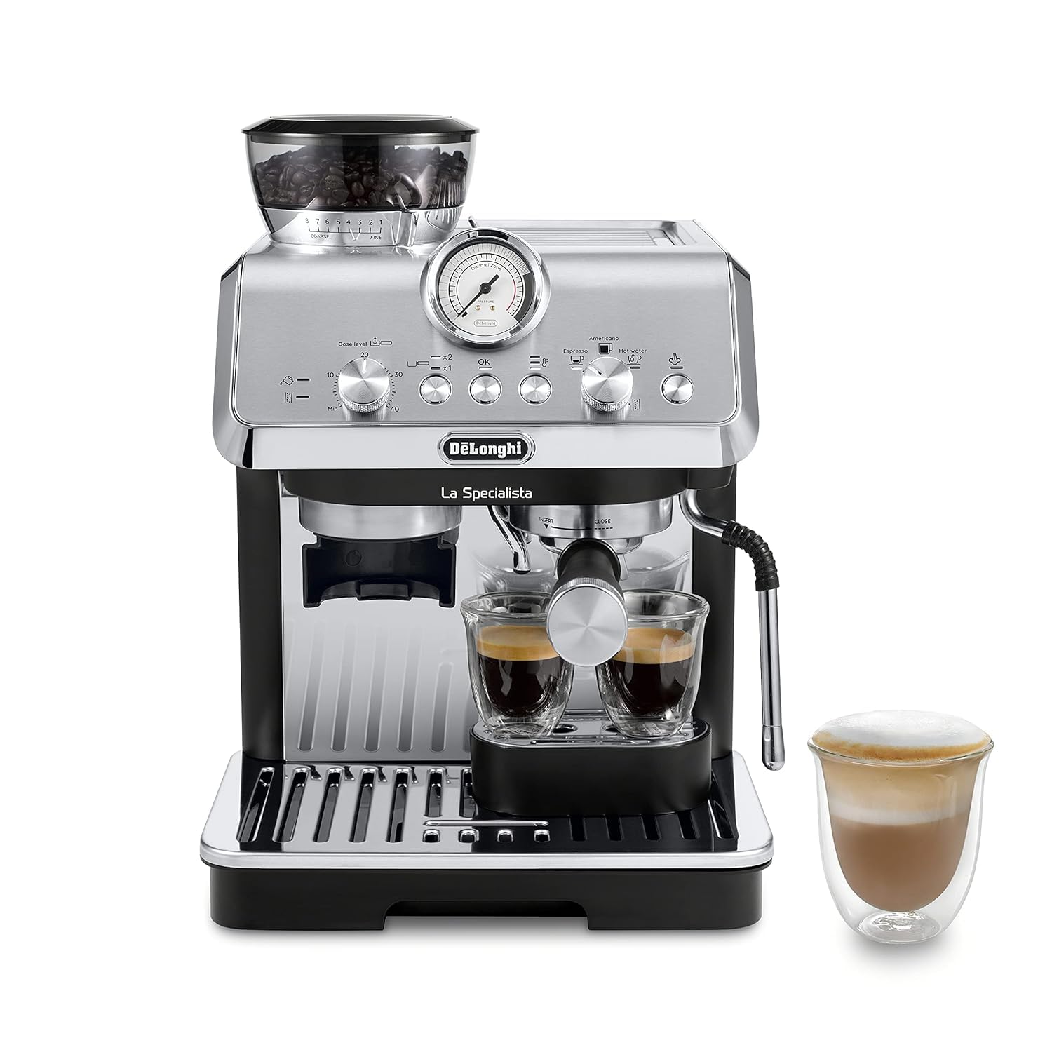 De'Longhi La Specialista Espresso Machine with Grinder, Milk Frother, 1450W, Barista Kit - Bean to Cup Coffee & Cappuccino Maker & Eco Descaler Set of 2, Two Bottles, Clear