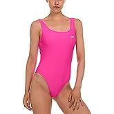 Reebok One Piece Swimsuit Women, Scoop Back High Cut Womens Bathing Suits One Piece, Ladies Athletic Backless Swim Suit