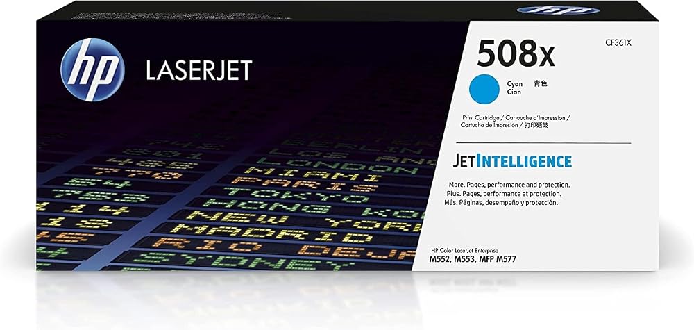 HP 508X CF361X High Yield Cyan Toner Cartridge Single Pack for Color LaserJet