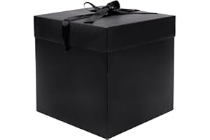 Elephant-package Medium Gift Box with Lids, Ribbon and Paper Filler, for Men Women Birthdays, Father's Day, Bridal Showers, Weddings, Baby Showers - Collapsible, 8.7", 1 Pack, Black