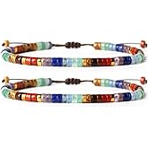 LUDESENIMUE 2PC Chakra Bracelets for Women - 7 Healing Crystals Spiritual Stones, Anxiety Relief Meditation Jewelry