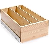 Mulush Pull Out Cabinet Organizer with Divider, 13''W×21''D×7''H Soft Close Wood Drawer for Kitchen Pantry, Finished, Heavy-Duty, Bottom Assembly (Wood Drawer Part Width is 12'')