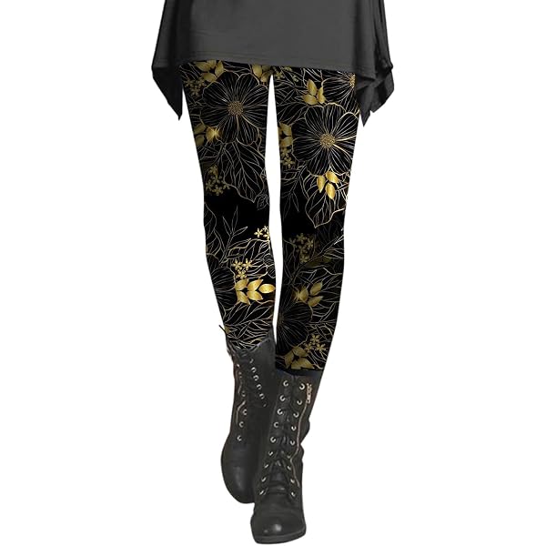 Leggings Femme Fleurs Imprimé - Taille Haute, Extensible, Doux, Pour Fitness Yoga Quotidien