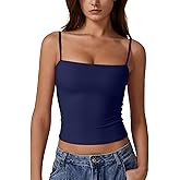 QINSEN Women's Double Lined Basic Tank Top Adjustable Spaghetti Straps Sleeveless Camisole Shirts