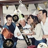 Yontree 14 Pieces 60th Birthday Decorations Kit Gold Black Banner Confetti view 5
