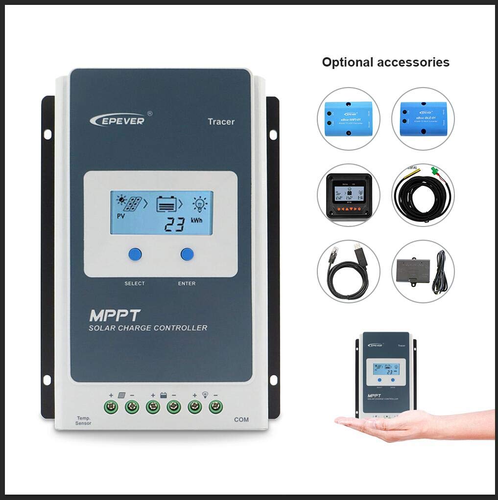 20A MPPT Charge Controller 12V/24V Auto, 20 amp Solar Panel Charge Controller Mppt 100V PV Input Negative Grounded Solar Regulator