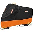 Motorcycle Cover 300D Oxford Motorcycle Covers Waterproof Outdoor Storage Fit up to 110 inch Harley Davidson Sportster Road King Street Glide Honda Goldwing Vulcan Yamaha (4XL: 108" x 37" x 55")