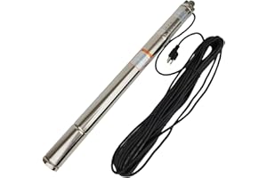 SHYLIYU 1/2HP Screw Pump 110V Deep Well Submersible Pump - Max Flow 4.4GPM, Max Height 180FT - 2 Inch Stainless Steel - Water Outlet 0.5In - Industrial/Home/Garden