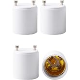 4 Pack JACKYLED GU24 to E26 E27 Adapter, Heat Resistant Up to 392℉ | Fire Resistant Converts GU24 Bi-Pin Based Fixture to E26 E27 Standard Screw-in Socket