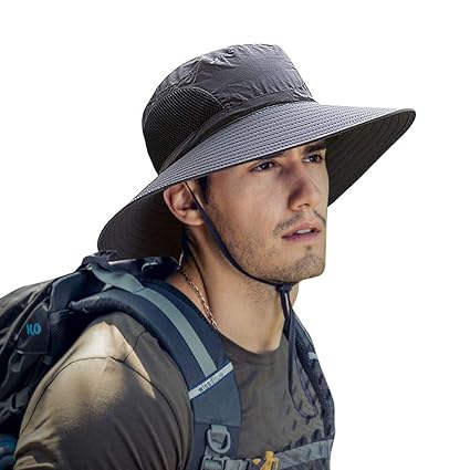 Herren Sonnenhut Sommer Unisex Sun UV Schutz Eimer Hut im Freien wasserdichte Breiter Krempe Hut mit atmungsaktivem Mesh und 
