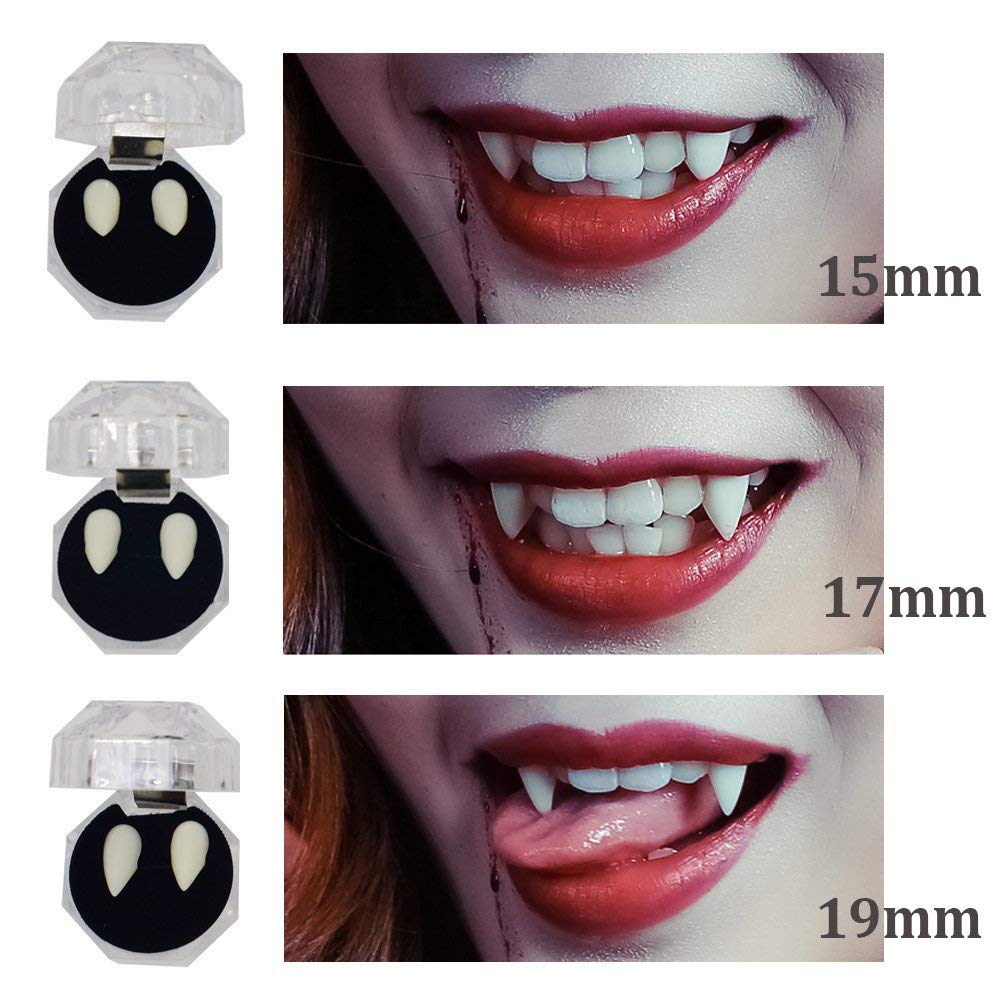 TissueDeep 3 Pairs Vampire Fangs Teeth - Dentures Fake Braces Cosplay Props Halloween Costume Accessory Props Party Favors (3pcs Halloween Teeth)