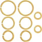 HINZIC 8pcs Gold Plated Split Jump Rings, 925 Sterling Silver 6mm/5mm/4mm/3mm Necklace Jewelry Clasp, Small Open Connector Closures for Key Rings Bracelet Earring DIY Charm