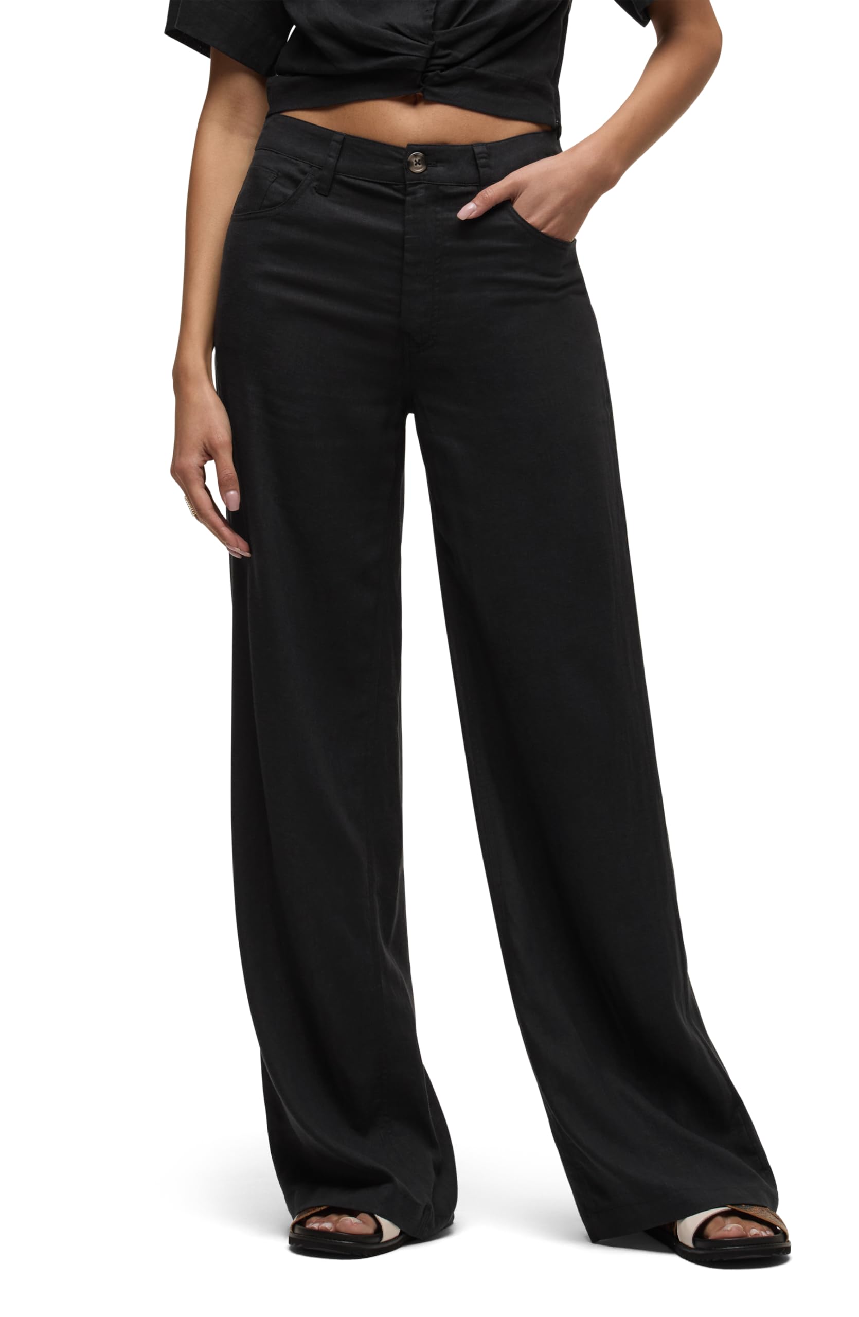HUDSON Women’s Jodie High Rise Loose Fit Wide Leg Jean, Solid Black, 24