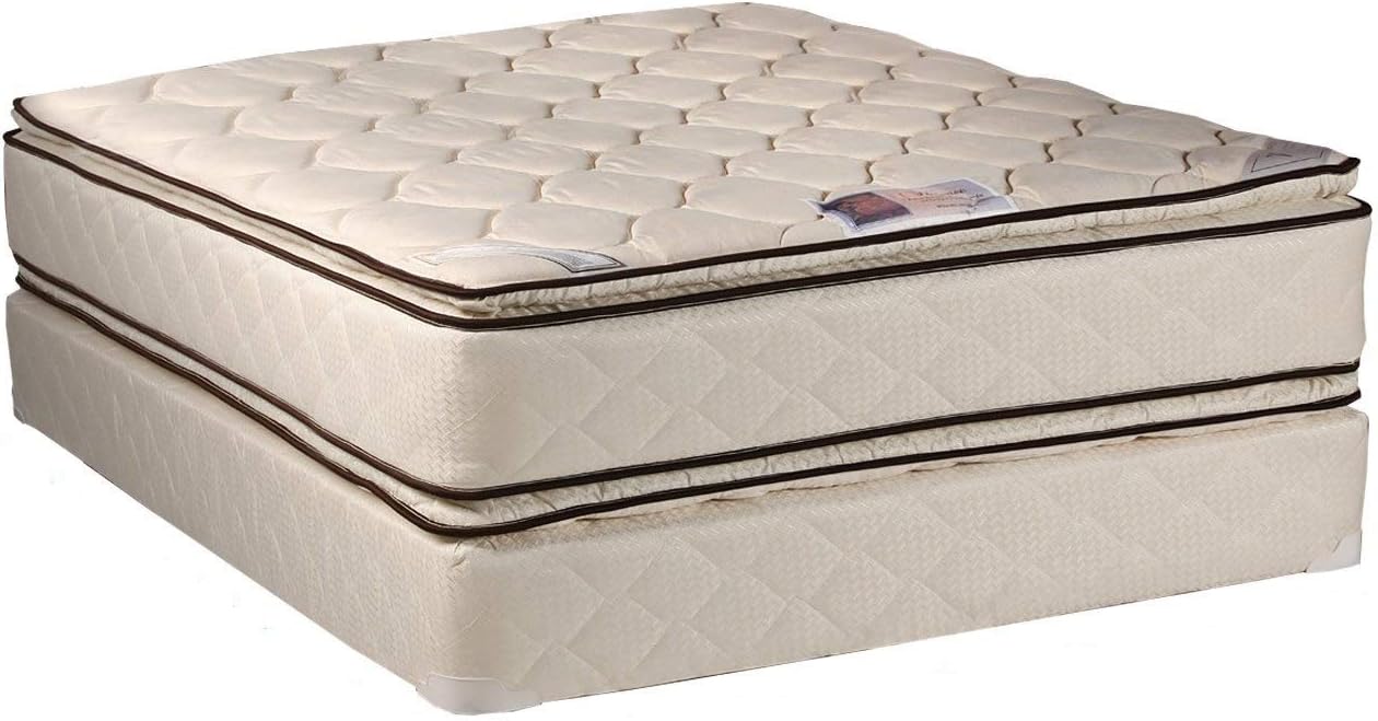 Coil Comfort Pillowtop Queen Size (60"X80"X11") Mattress and Box Spring Set - Medium Soft, Fully Assembled, Orthopedic, Good for Your Back, by Dream Solutions USA