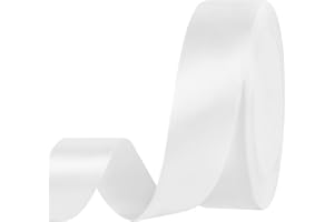 Showin 1 Inch Double Face Satin Ribbon White, 25Yards Craft Fabric Ribbon for Gift Wrapping, Floral Bouquets, Wedding Decoration